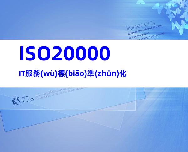 ISO20000IT服務(wù)標(biāo)準(zhǔn)化