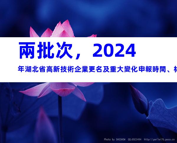 兩批次，2024年湖北省高新技術企業更名及重大變化申報時間、材料合集