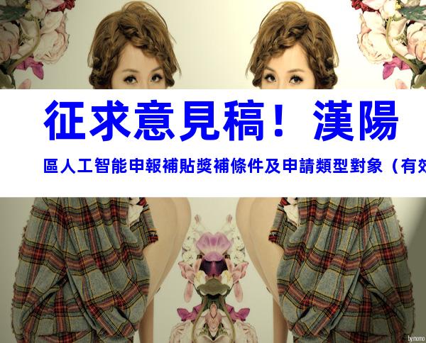 征求意見稿！漢陽區人工智能申報補貼獎補條件及申請類型對象（有效期三年）