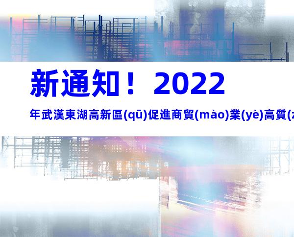 新通知！2022年武漢東湖高新區(qū)促進商貿(mào)業(yè)高質(zhì)量發(fā)展專項資金申報時間、條件
