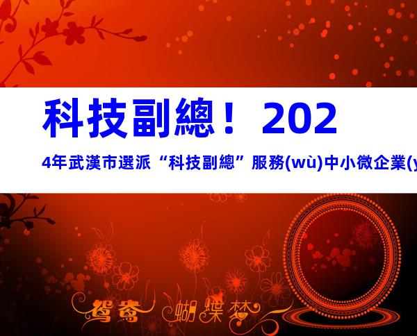 科技副總！2024年武漢市選派“科技副總”服務(wù)中小微企業(yè)申報(bào)條件、選派程序